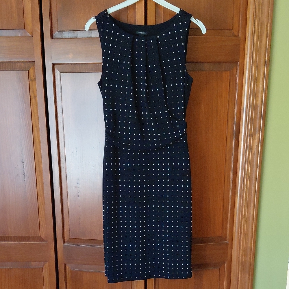 Sleeveless Black Polka Dot Sheath Dress